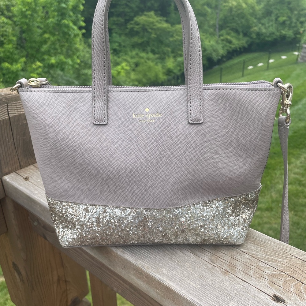 Kate Spade Ina Greta Taupe and Gold Glitter Crossbody Bag. CLOSET CLEANOUT